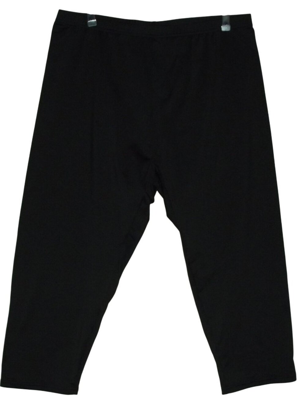 Capri Leggings Womens 1XL x 19.5" Black Crop Pants Pull-On polyester spandex 1X
